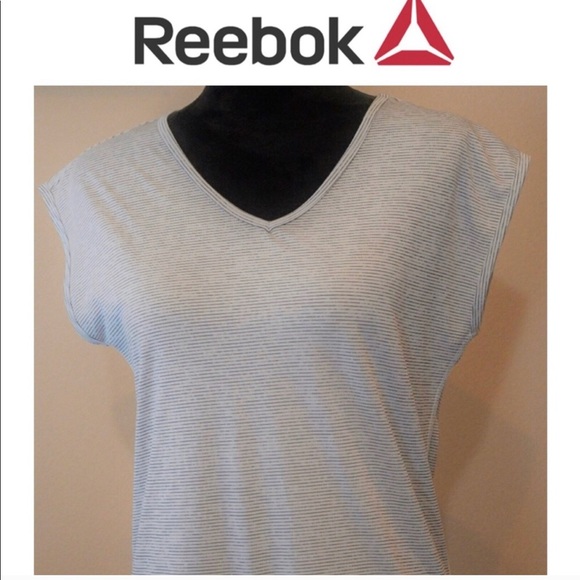 REEBOK Dri Fit V Neck Stripe Shirt Sz. XS - Picture 1 of 8